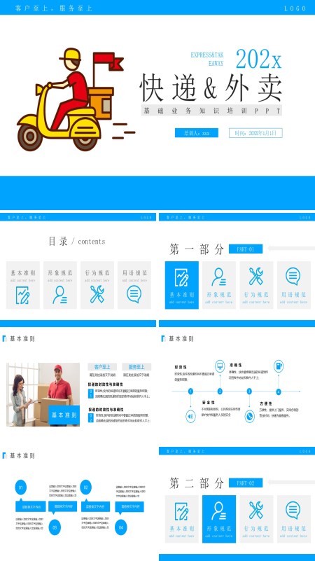 快递送餐外卖服务业务知识培训PPT模板