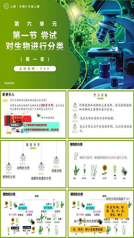 人教八年级生物上册6.1.1尝试对生物进行分类PPT课件含教案