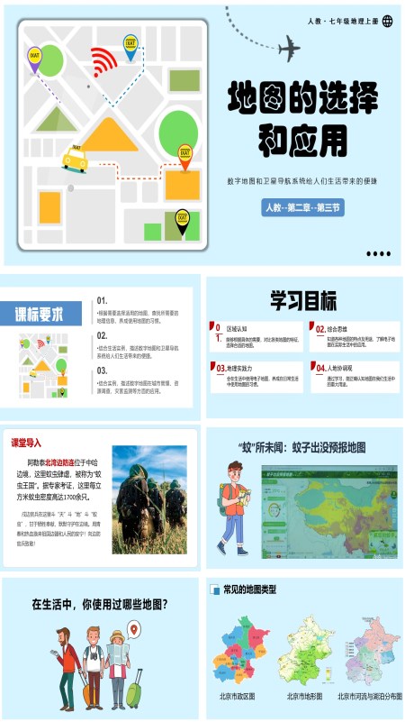 人教七年级地理上册2.3地图的选择和应用PPT课件含教案