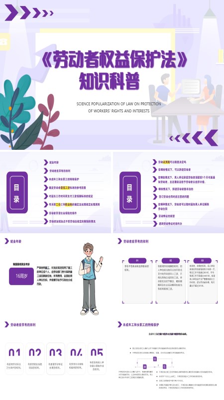 《劳动者权益保护法》知识科普课件PPT模板