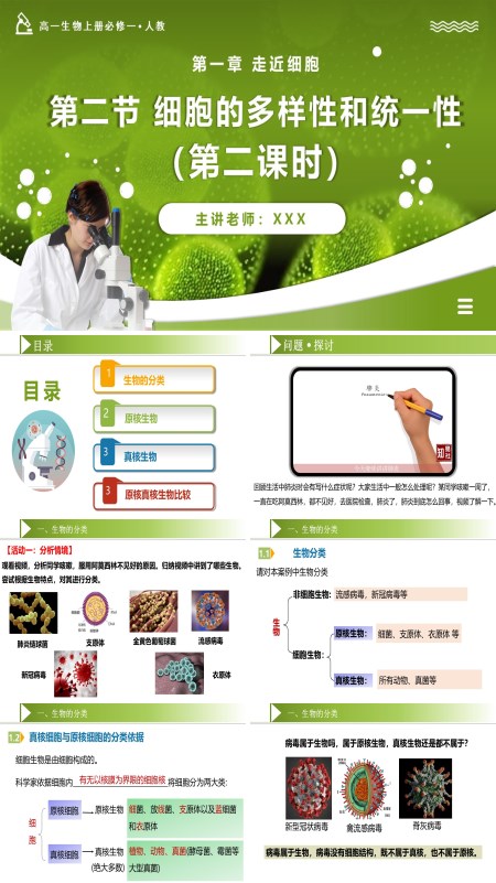 高一人教生物上册必修一1.2细胞的多样性和统一性（第2课时）PPT课件含教案