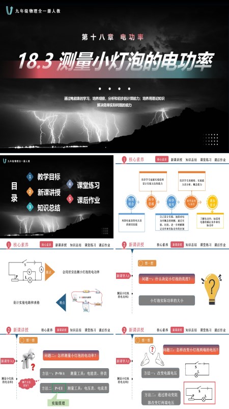 人教九年级物理全一册18.3测量小灯泡的电功率PPT课件含教案