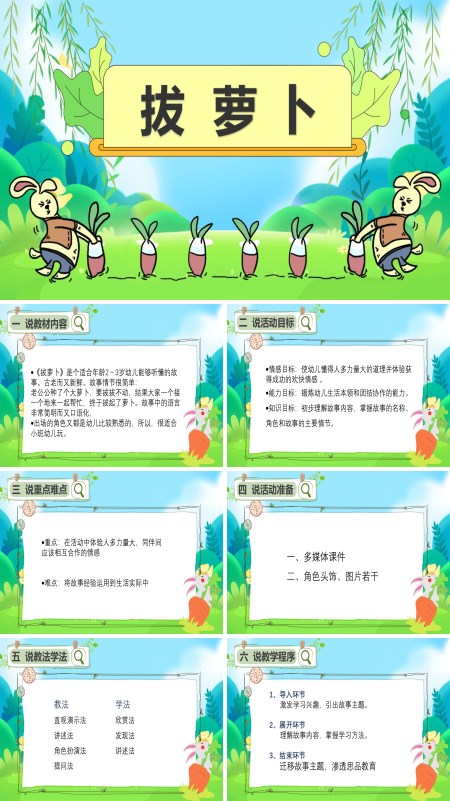 幼儿园故事课件《拔萝卜》说课ppt含讲稿