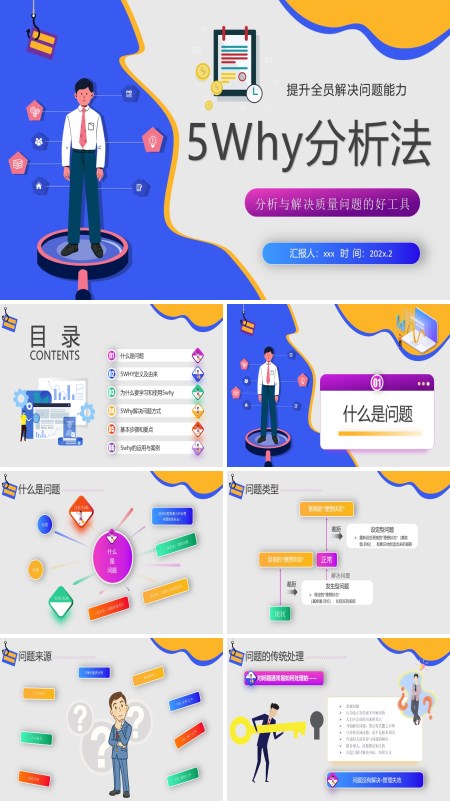 5why分析法经典案例企业培训PPT模板含讲稿