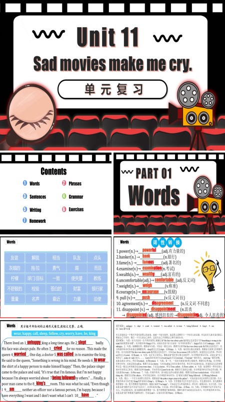 九年级英语全一册Unit 11 Sad movies make me cry单元复习PPT课件含教案