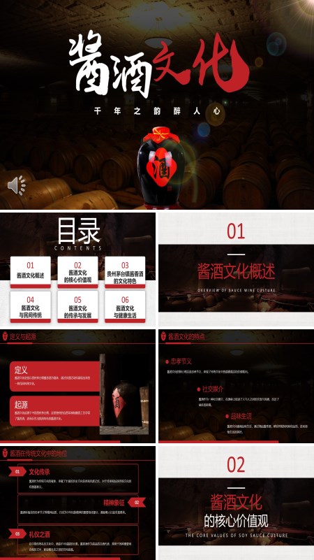 酱酒文化介绍PPT课件模板含讲稿