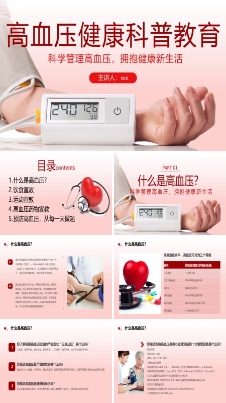 高血压健康科普教育课件PPT模板含讲稿