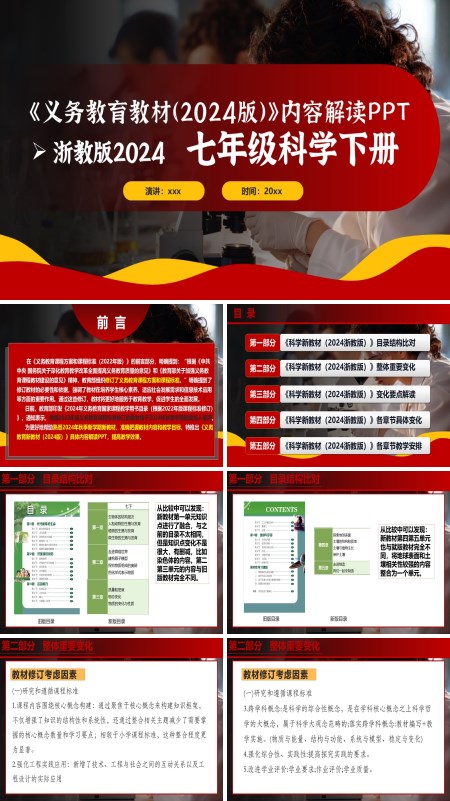 七年级科学下册（浙教版2024）-【新教材解读】义务教育教材内容解读课件PPT含讲稿