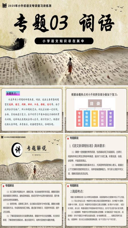 2025年小升初语文复习讲练测统编词语PPT课件含教案