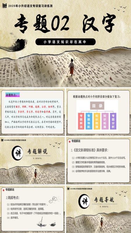 2025年小升初语文复习讲练测统编汉字PPT课件含教案