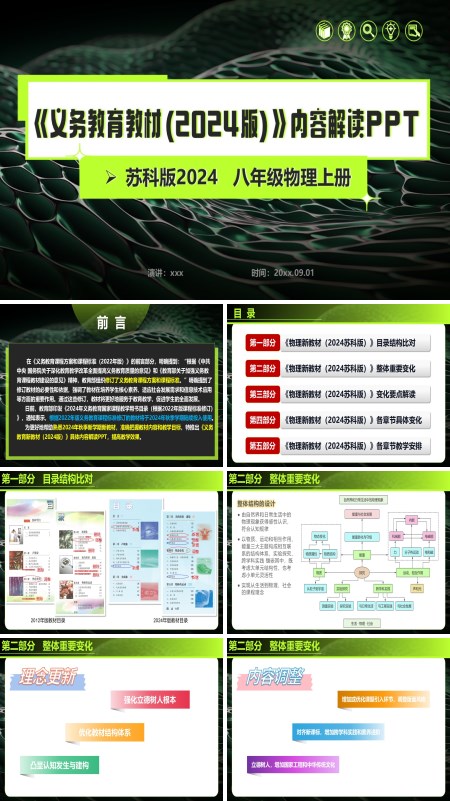 八年级物理上册（苏科版2024）-【新教材解读】义务教育教材内容解读课件PPT模板含讲稿