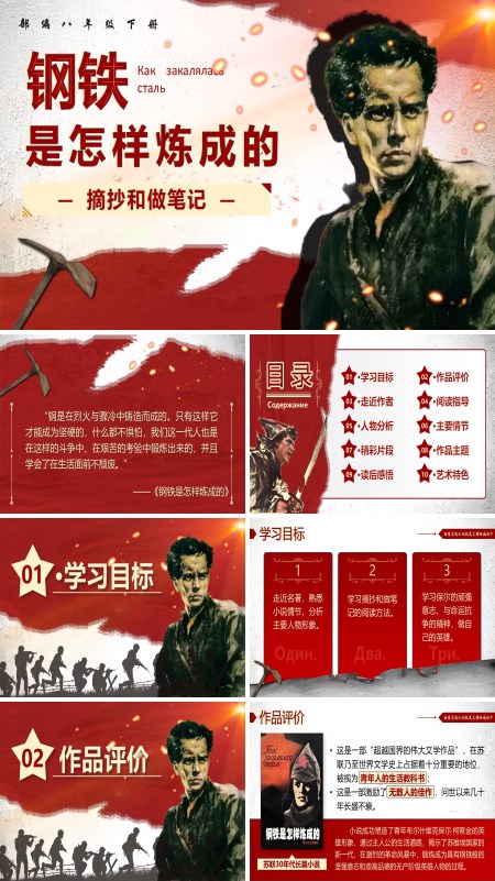 部编八年级语文下册名著导读《钢铁是怎样炼成的》PPT课件含教案