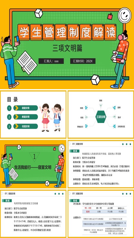 学生管理制度动态PPT模板含讲稿