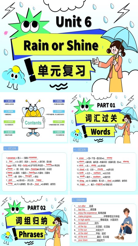 人教七年级英语下册Unit 6 Rain or Shine单元复习PPT课件含教案