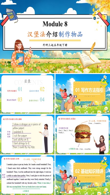 外研五年级英语下册Module8汉堡法介绍制作物品PPT课件含教案