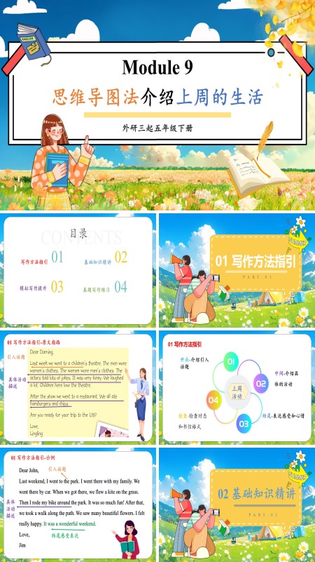外研五年级英语下册Module9思维导图法介绍上周的生活PPT课件含教案