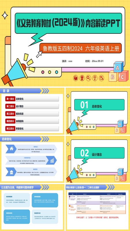 六年级英语上册(鲁教版五四制2024)-【新教材解读】义务教育教材内容解读课件PPT模板含讲稿