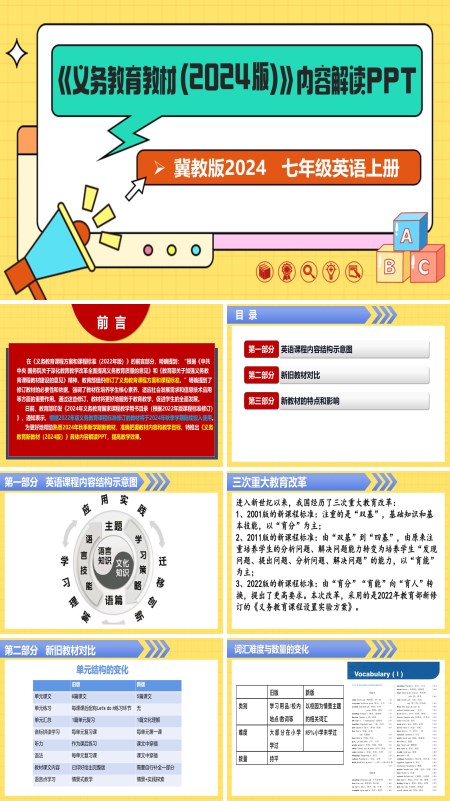 七年级英语上册（冀教版2024）-【新教材解读】义务教育教材内容解读课件PPT含讲稿