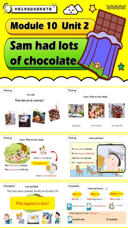 外研三年级起点四年级下册Module10 Unit2 Sam had lots of chocolate PPT课件含教案