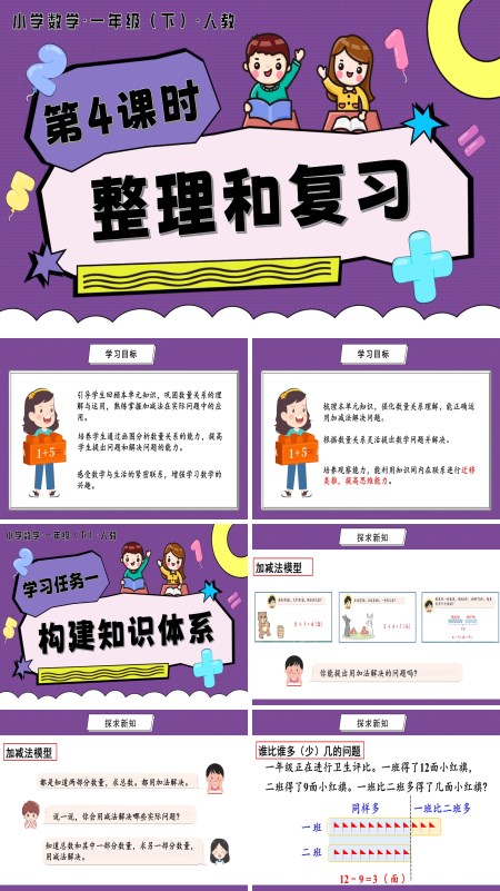 人教一年级数学下册第六单元 第4课时  整理和复习PPT课件含教案