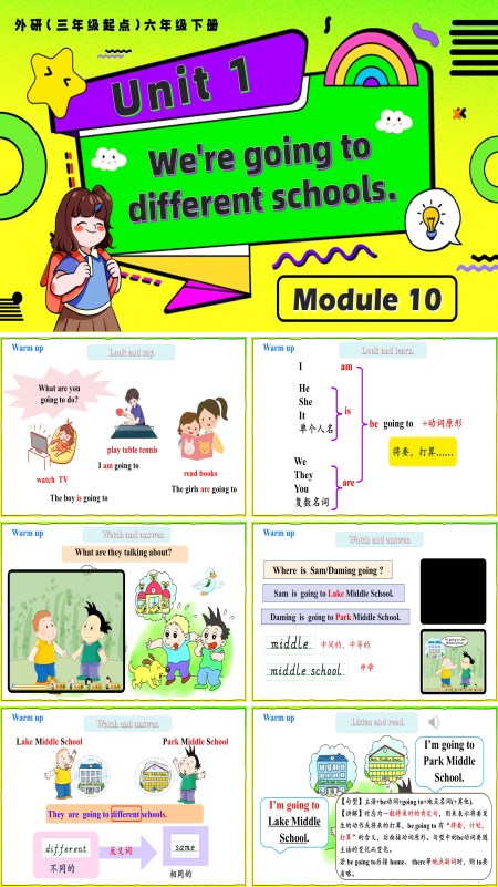 外研三年级起点六年级下册Module10 Unit1 We're going to different schoolsPPT课件含教案