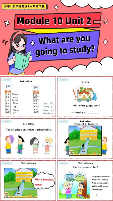 外研三年级起点六年级下册Module10 Unit2 What are you going to study？PPT课件含教案