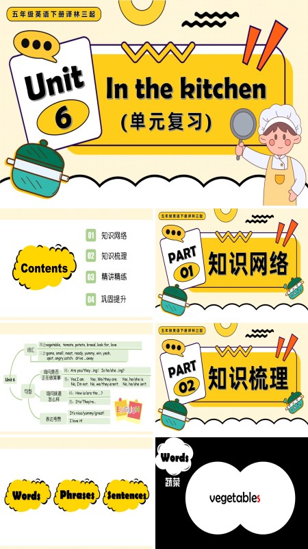 五年级英语下册译林三起Unit6 In the Kitchen单元复习PPT课件含知识清单