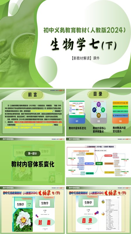 七年级生物下册（人教版2024）-【新教材解读】义务教育教材内容解读课件PPT模板含讲稿