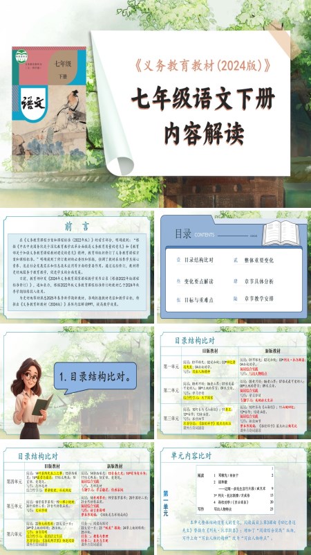 七年级语文下册（统编版2024·五四学制）-【新教材解读】义务教育教材内容解读课件PPT模板含讲稿