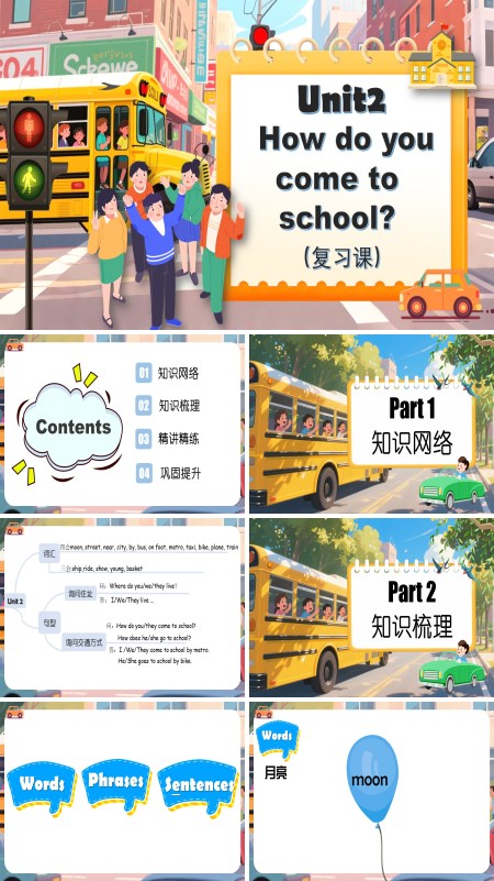 译林五年级英语下册Unit2How do you come to school复习课件PPT课件含教案
