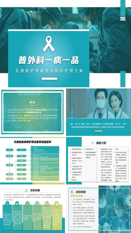 普外科一病一品乳腺癌护理服务流程和护理方案PPT模板含讲稿