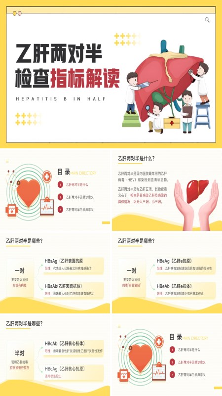 体检乙肝两对半检查指标解读PPT模板含讲稿