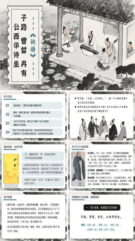高一语文选择性必修下册《子路、曾皙、冉有、公西华侍坐》PPT课件含教案