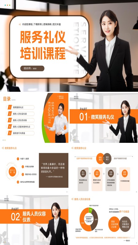 服务礼仪培训课件PPT模板含讲稿
