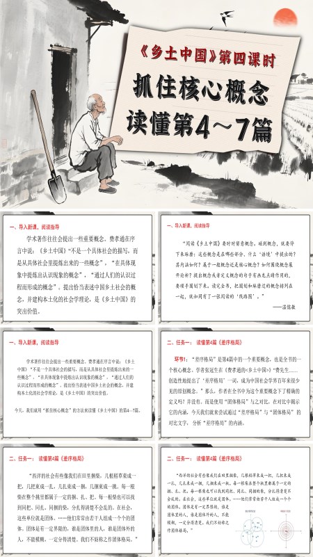 高一语文同步备课系列统编必修上册《乡土中国》第4课时：抓住核心概念，读懂第4—7篇PPT课件含教案