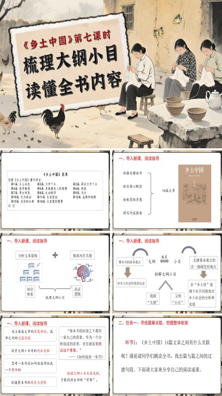 高一语文同步备课系列统编必修上册《乡土中国》第7课时：梳理大纲小目，读懂全书内容PPT课件含教案
