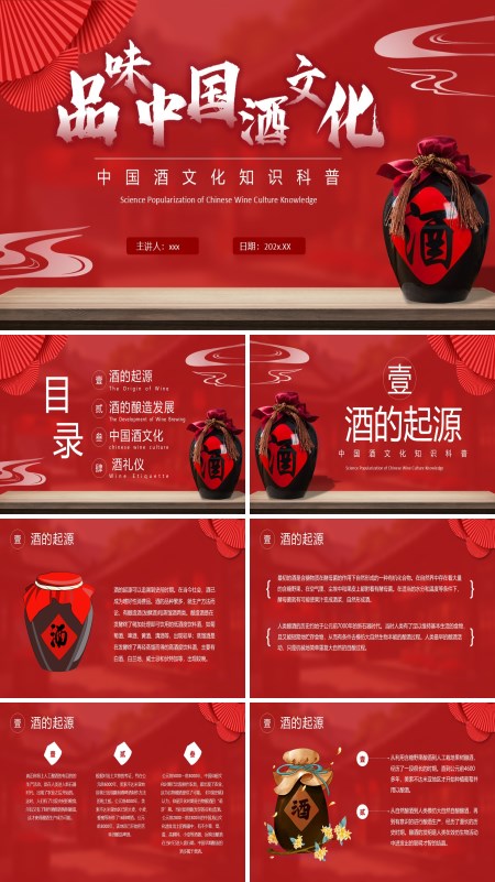 酒文化宣传介绍教育课件PPT模板含讲稿