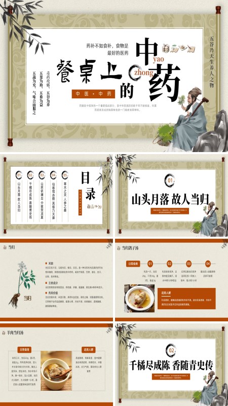 餐桌上的中药PPT课件模板含讲稿