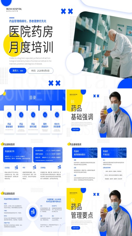 医院药房月度培训课件PPT模板含讲稿