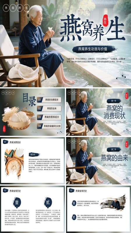 燕窝养生介绍PPT模板含讲稿