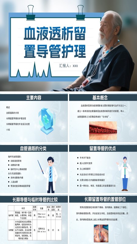 血液透析留置导管护理PPT模板含讲稿