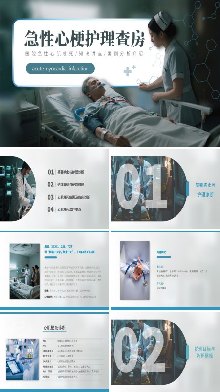 急性心梗护理查房PPT模板含讲稿
