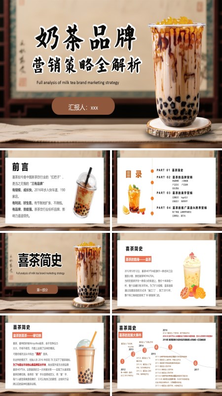 喜茶营销策略分析动态PPT模板含讲稿