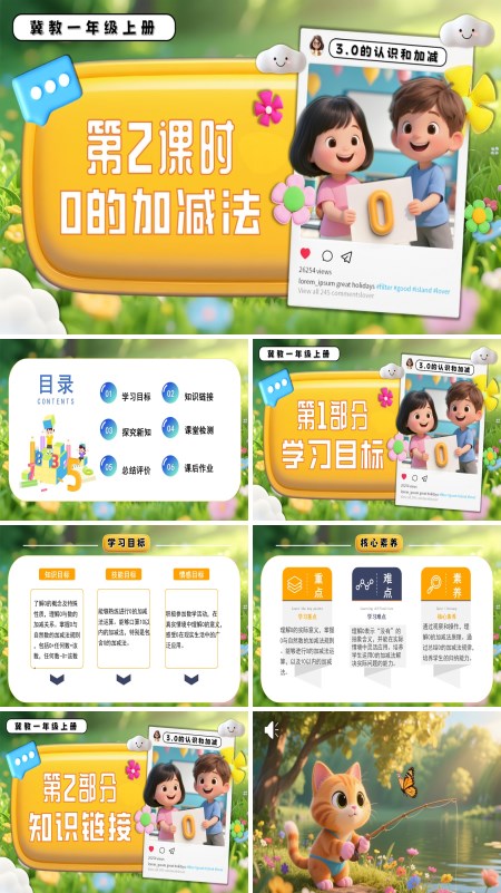 一年级数学上册冀教新教材0的加减PPT课件含教案