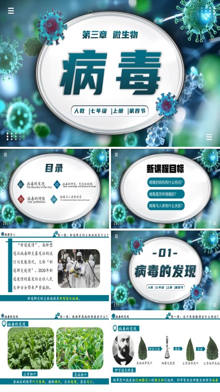 生物人教七年级生物上册病毒PPT课件含教案