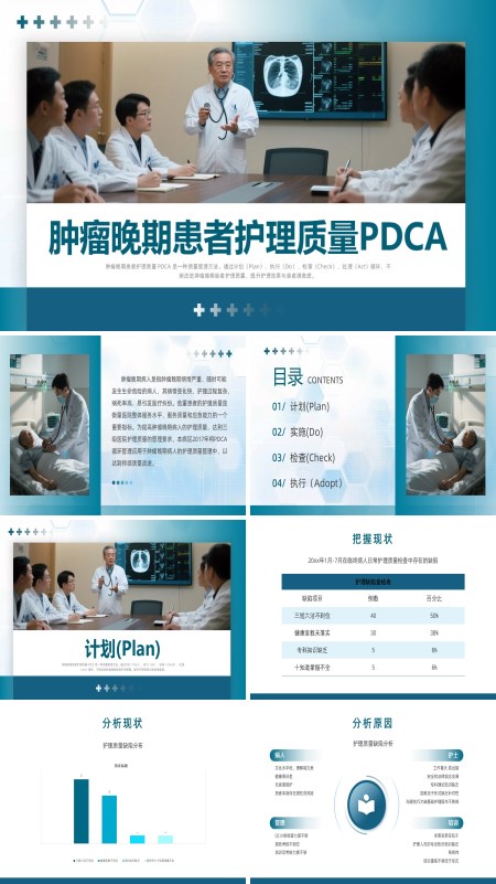 肿瘤晚期患者护理质量PDCA医疗培训课件PPT模板含讲稿