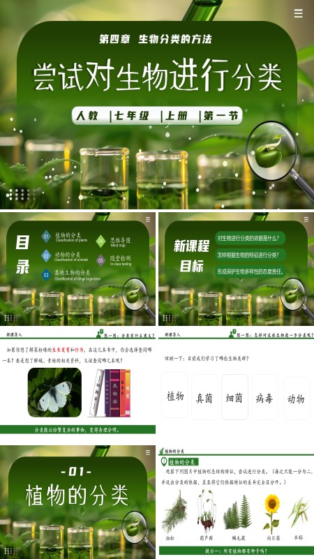 生物人教七年级生物上册尝试对生物进行分类PPT课件含教案