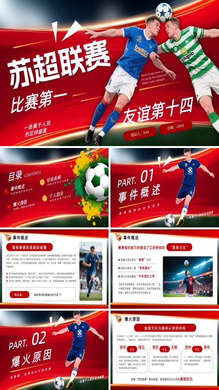 苏超足球联赛介绍动态PPT模板含讲稿