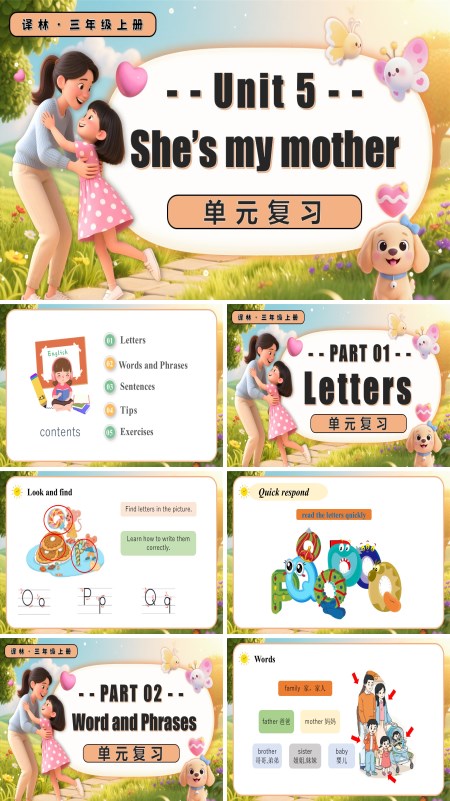 三年级英语上册译林Unit5 She's my mother复习PPT课件含知识清单