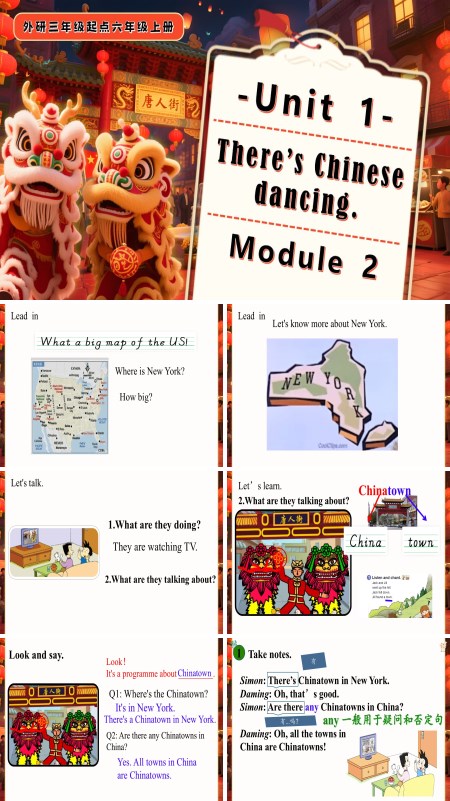 六年级英语上册外研Module 2 Unit1 There's Chinese dancing.PPT课件含教案